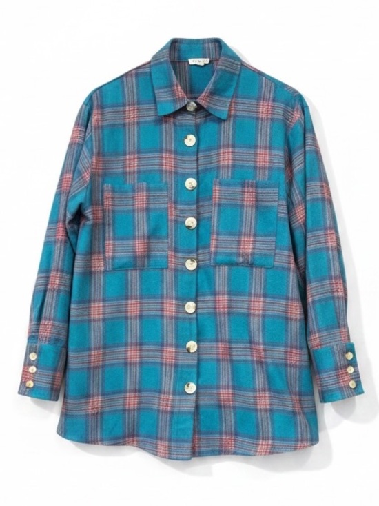 JODIFL Tops - Jodifl Plaid Long Sleeve Button Down Flannel Long Tunic Top Size Medium